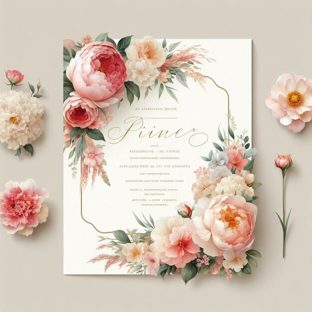 Photo floral wedding invitation templates