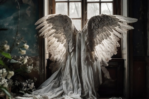 floral wings photo backdrop cinematic scene