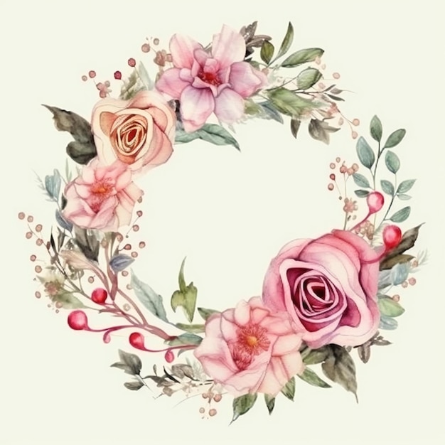 A floral wreath of pink roses