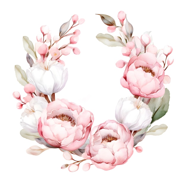 Floral wreath for a weeding invitation card