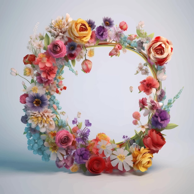A floral wreath with a flower frame on it