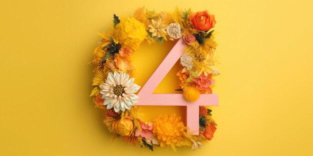 A floral wreath with a number 4 on it