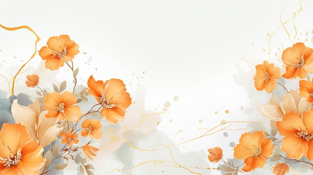 Florale achtergrond met marmeren patroon Aquarel champagne achtergrond met elementen van goud