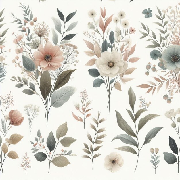 Florals and Botanicals Natureinspired designs with soft tones and pastel colors