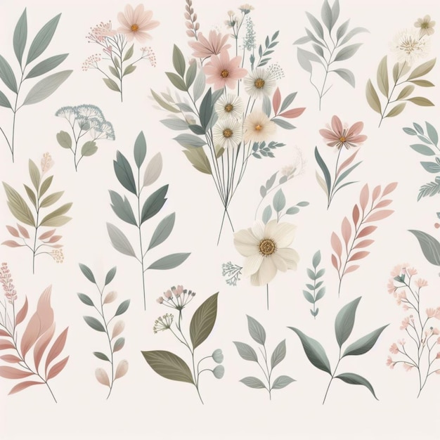 Florals and Botanicals Natureinspired designs with soft tones and pastel colors