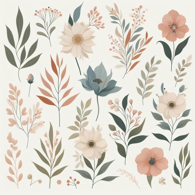 Florals and Botanicals Natureinspired designs with soft tones and pastel colors