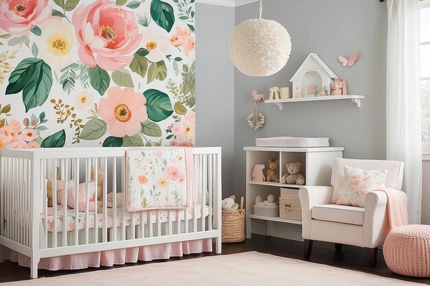 Photo floralthemed nursery decor