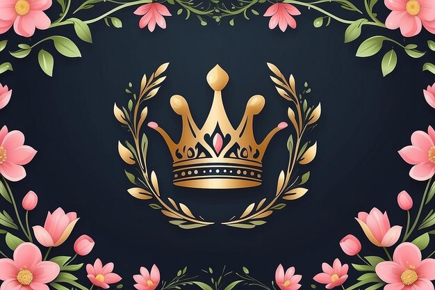 Foto floreal crown logo template schoonheid en elegantie