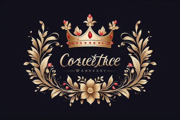 Foto floreal crown logo template schoonheid en elegantie