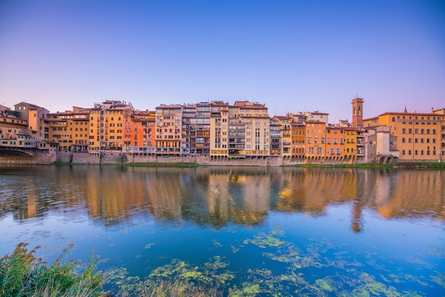 Florence city and the Arno River in Tuscany, Italy.