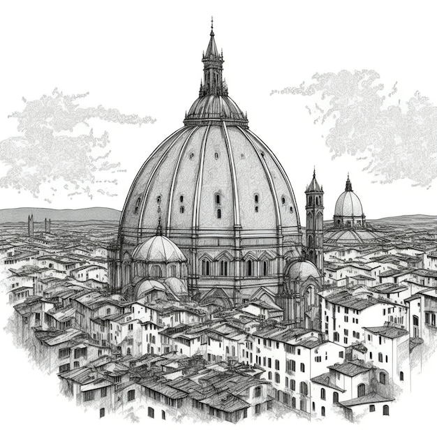 Florence Italy cityscape with dome