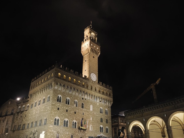 Florence signoria plaats palazzo vecchio 's nachts