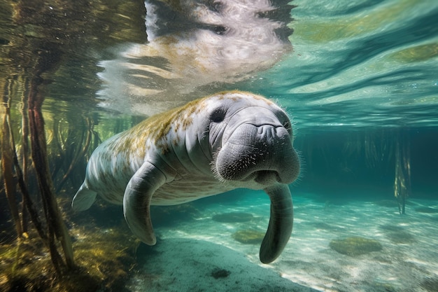 Florida lamantijn in helder water