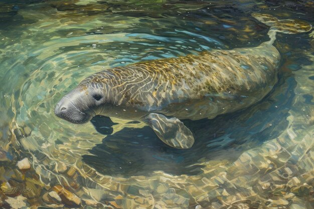 Photo florida manatee in clear water