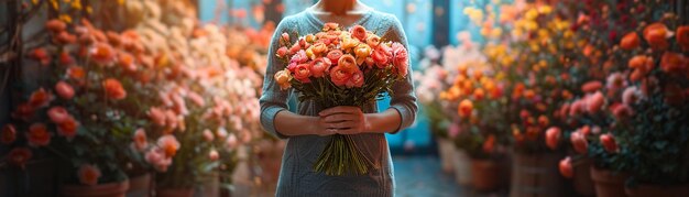 Photo florist arranging a bouquet