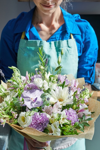 Florist Holding Beautiful Bouquet