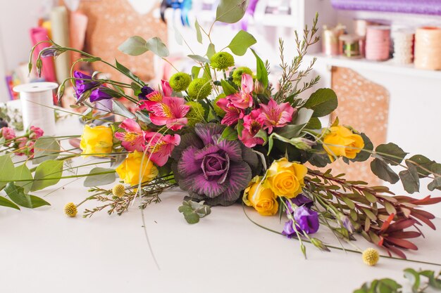 Florist making a bouquet