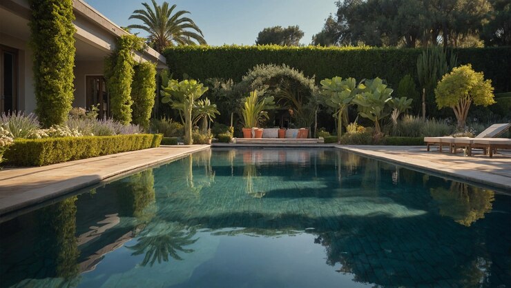 florist themed swimming pool image AI generate 1