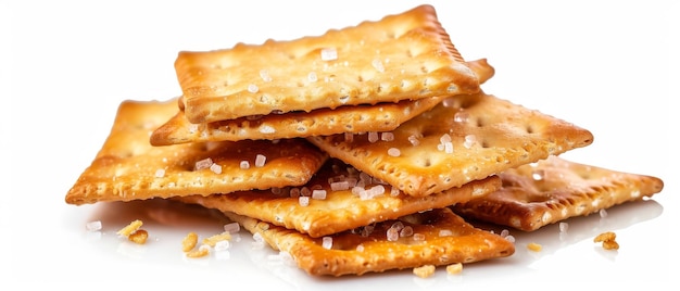 Flossy whole wheat crackers with sugar sprinkled on a white background with clipping path