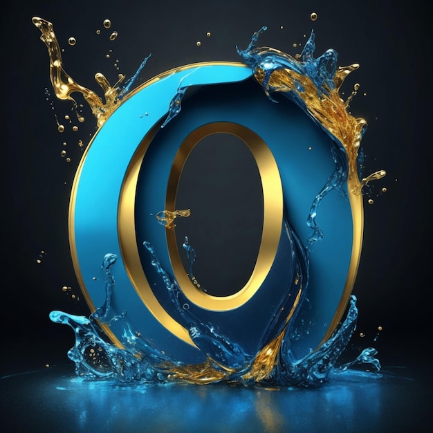 Floting letter Q in Gold and Blue