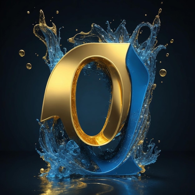 Floting letter Q in Gold and Blue