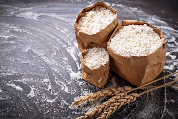 Flour and dry wheat ears