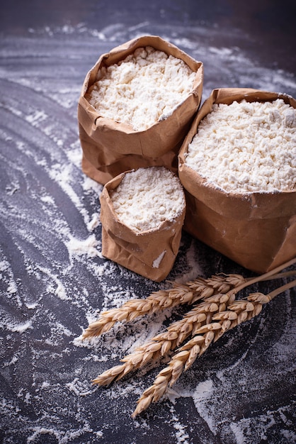 flour and dry wheat ears