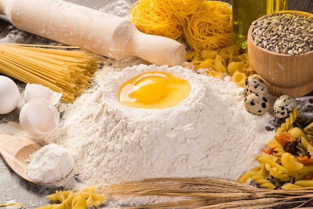 Flour eggs wheat stilllife