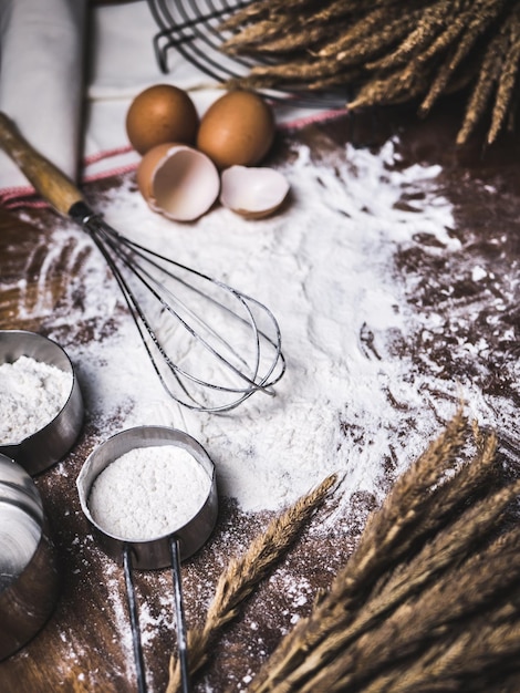 Flour on table