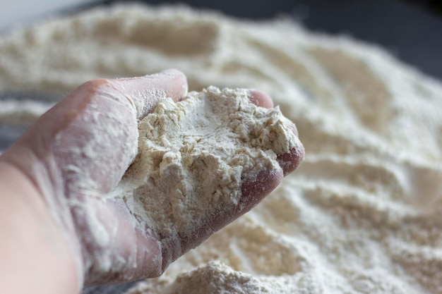 Flour in your hand and on the table while cooking.