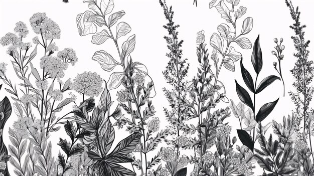 Floura botanical flower pattern background generative ai