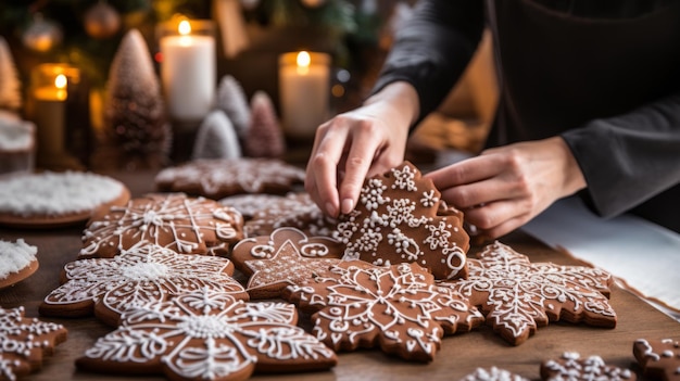 A Flourish of Femininity Unveiling the Artistry as Hands Shape Gingerbread Cookies