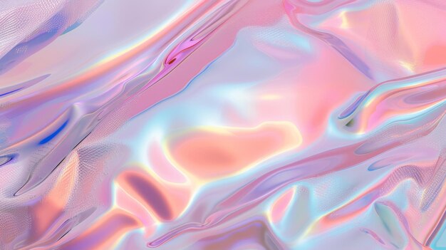 Flow liquid lines design element 3D render holographic iridescent neon curved wave in motion