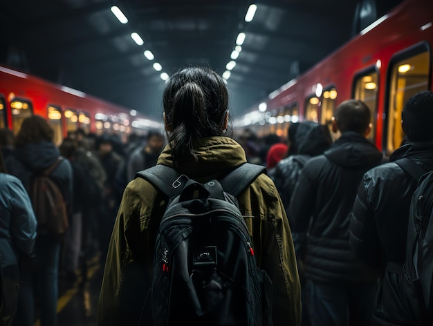 Поток людей в метро Генеративный ИИ