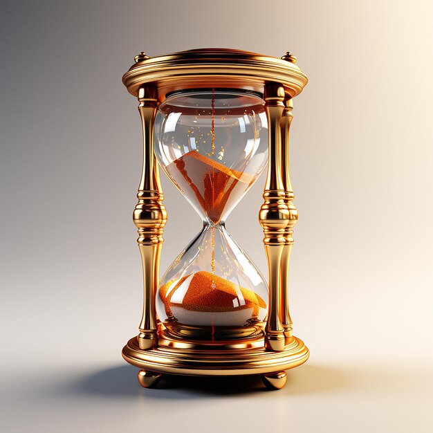 Photo flow of time hourglass with streaming sand