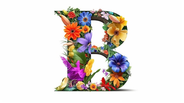 꽃 3d 다채로운 알파벳 문자 j 흰색 배경