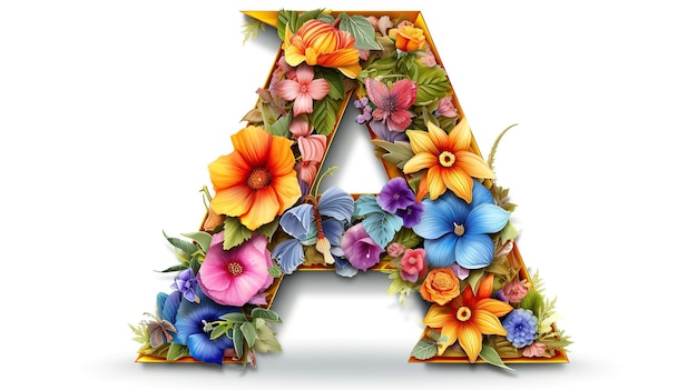 Photo flower 3d colorful alphabet letter a white background