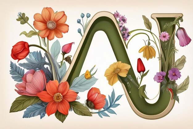 Photo flower alphabet illustration