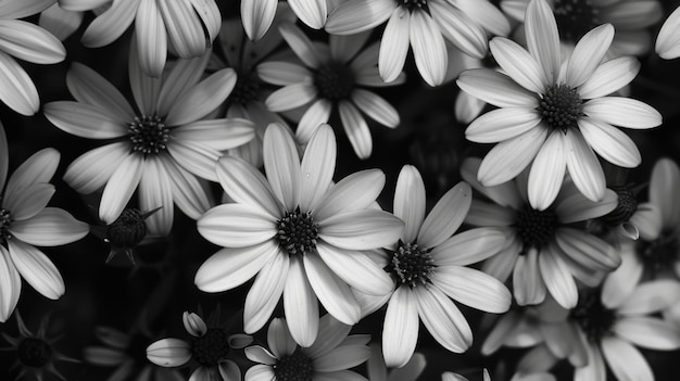 Flower arrangement in black and white