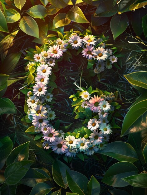 Photo a flower arrangement in the shape of the letter g