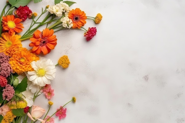 Flower arrangement over a textured cream layflat