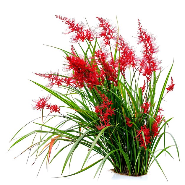 Photo a flower arrangement with red flowers in a basket