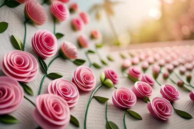 A flower arrangement with the word " pink " on the top.