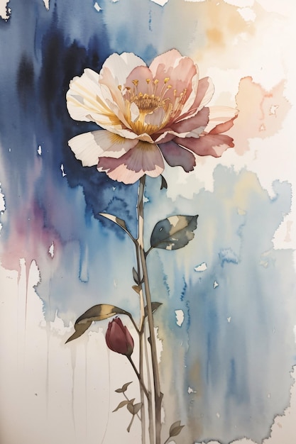 Flower background watercolor botanical illustration spring season