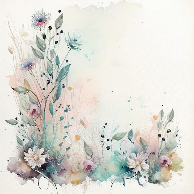 Flower background watercolor style Generative AI