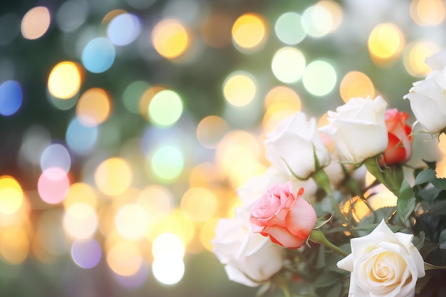 Flower Background with Bokeh Lights and Copy Space