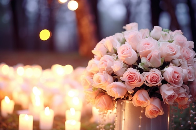 Flower Background with Bokeh Lights and Copy Space