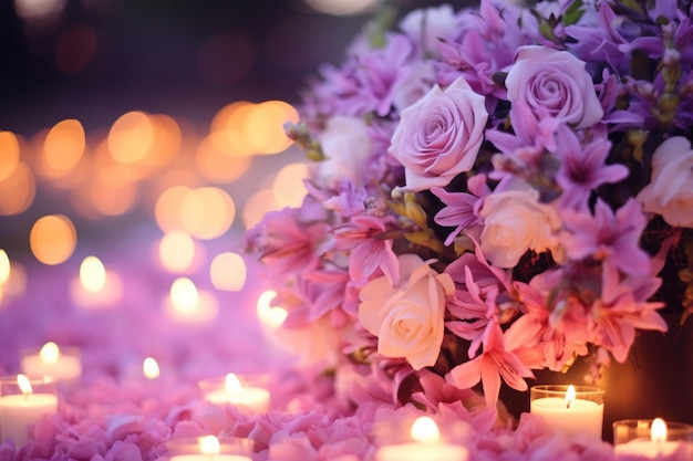 Flower Background with Bokeh Lights and Copy Space