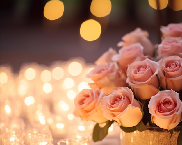 Flower Background with Bokeh Lights and Copy Space