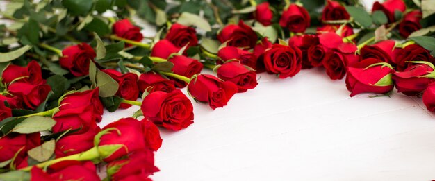 Flower background with roses on a chalk background.